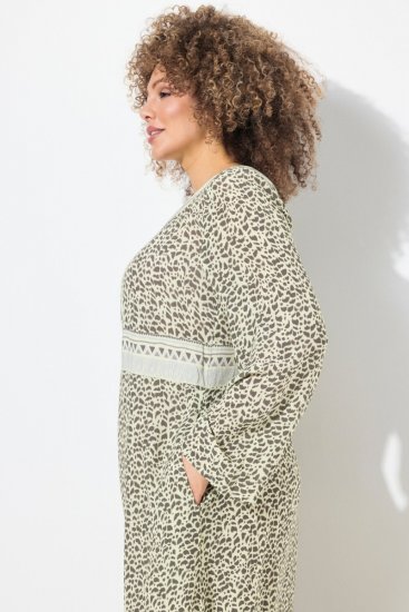 Ulla Popken 838120 Robe imprimée à col V Vert clair - Robes mini - Mini-robes femme grande taille