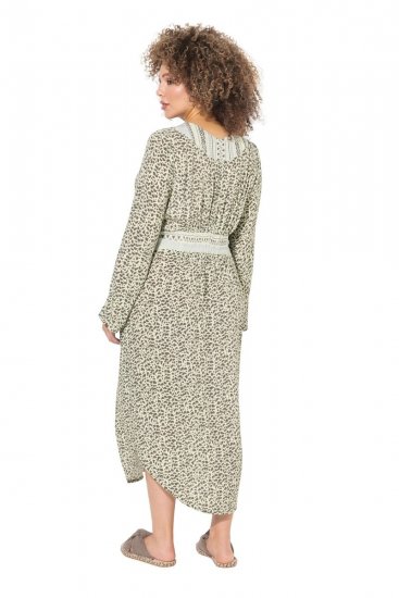 Ulla Popken 838120 Robe imprimée à col V Vert clair - Robes mini - Mini-robes femme grande taille