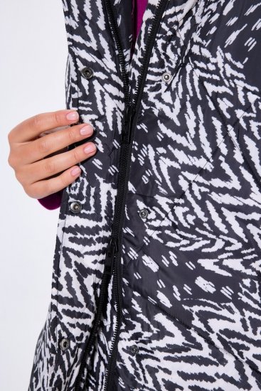 Ulla Popken 838435 Gilet long matelassé imprimé Noir - Gilets sans manches - 