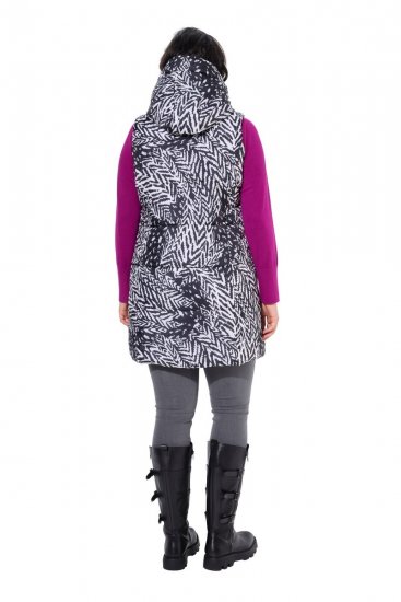 Ulla Popken 838435 Gilet long matelassé imprimé Noir - Gilets sans manches - 