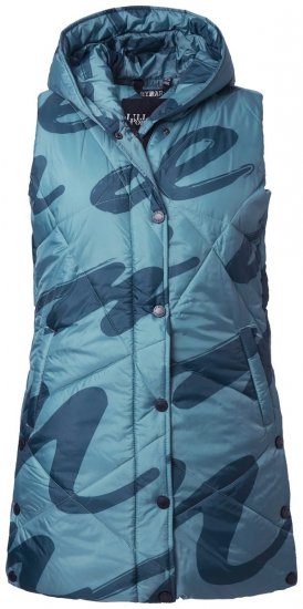 Ulla Popken 838435 Gilet long matelassé imprimé Vert-de-gris - Gilets sans manches - 
