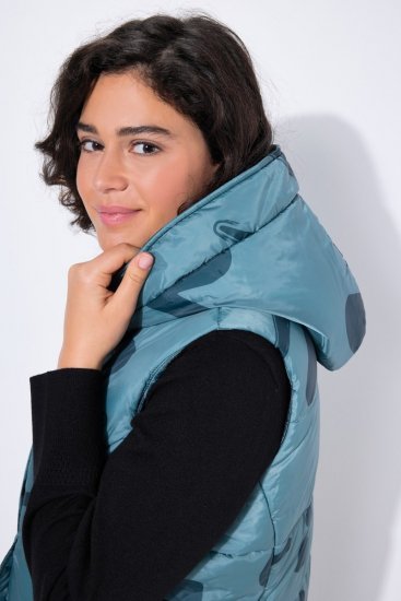 Ulla Popken 838435 Gilet long matelassé imprimé Vert-de-gris - Gilets sans manches - 