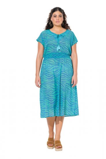Ulla Popken 838483 Robe à imprimé animal Turquoise - Robes d'été - Robes légères d'été en grande taille