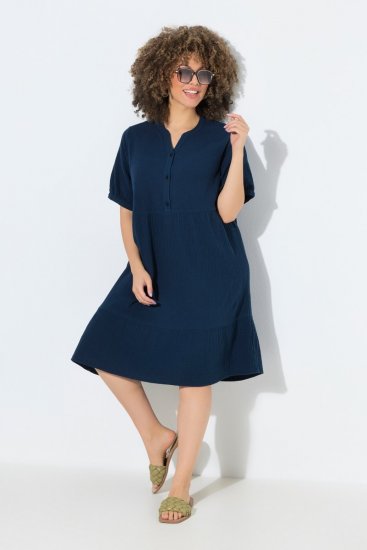 Ulla Popken 838567 Robe à manches courtes Multicolore - Robes midi - Robes mi-longues pour femmes rondes