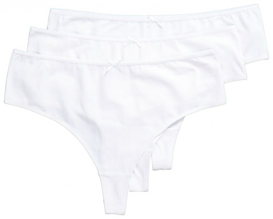 Ulla Popken 838637 Strings lot de 3 Blanc - Culottes - 