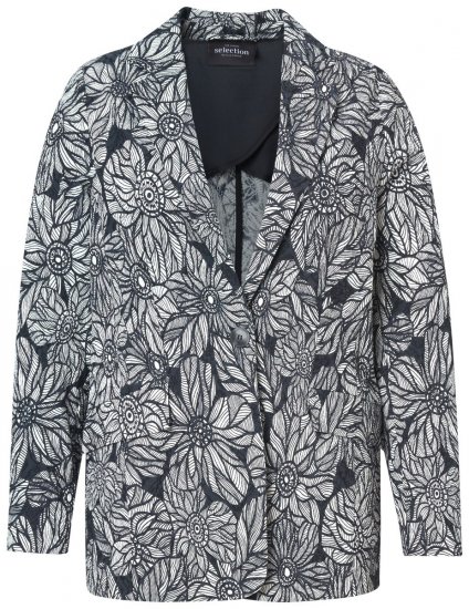 Ulla Popken 838656 Blazer fleuri Blanc - Blazers - Vestes blazer pour femme, grandes tailles