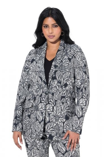 Ulla Popken 838656 Blazer fleuri Blanc - Blazers - Vestes blazer pour femme, grandes tailles