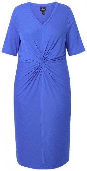 Ulla Popken 838765 Robe en jersey à manches courtes et col V Bleu gris - Robes midi - Robes mi-longues pour femmes rondes