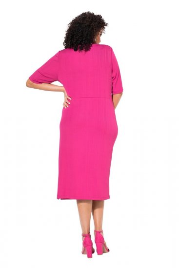 Ulla Popken 838765 Robe en jersey à manches courtes et col V Rose - Robes - Des robes dans toutes les tailles
