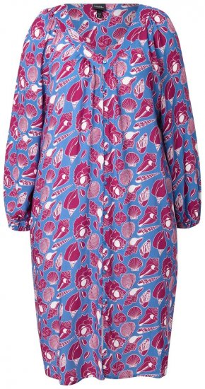 Ulla Popken 838839 Robe chemise imprimée Pétrole - Robes midi - Robes mi-longues pour femmes rondes