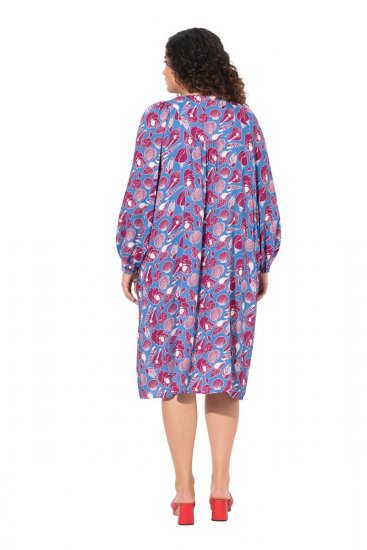 Ulla Popken 838839 Robe chemise imprimée Pétrole - Robes midi - Robes mi-longues pour femmes rondes