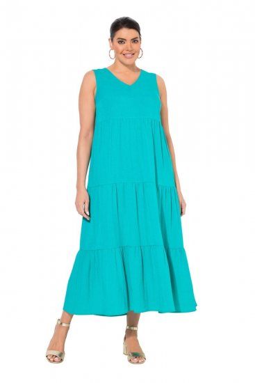 Ulla Popken 839135 Robe longue sans manches Turquoise - Robes maxi - Robes longues pour femmes rondes
