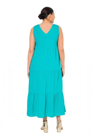 Ulla Popken 839135 Robe longue sans manches Turquoise - Robes maxi - Robes longues pour femmes rondes