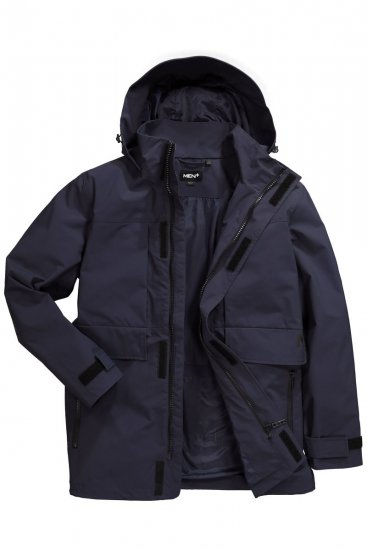Men+ 215 Veste de pluie à capuche Bleu marine - Vestes - Vestes homme grandes tailles
