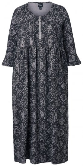 Ulla Popken 839518 Robe à imprimé animal et manches 3/4 Anthracite - Robes maxi - Robes longues pour femmes rondes