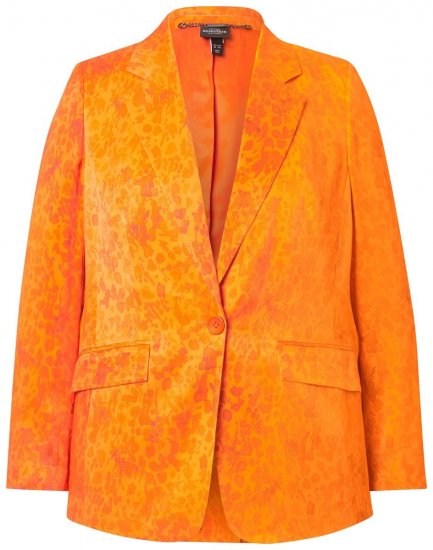 Ulla Popken 839607 Blazer en satin imprimé Orange clair - Blazers - Vestes blazer pour femme, grandes tailles
