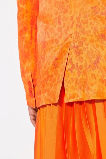 Ulla Popken 839607 Blazer en satin imprimé Orange clair - Blazers - Vestes blazer pour femme, grandes tailles