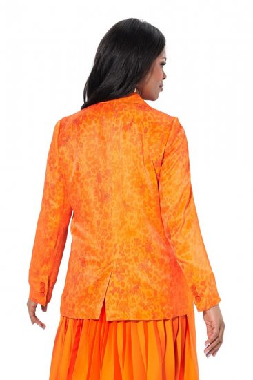 Ulla Popken 839607 Blazer en satin imprimé Orange clair - Blazers - Vestes blazer pour femme, grandes tailles
