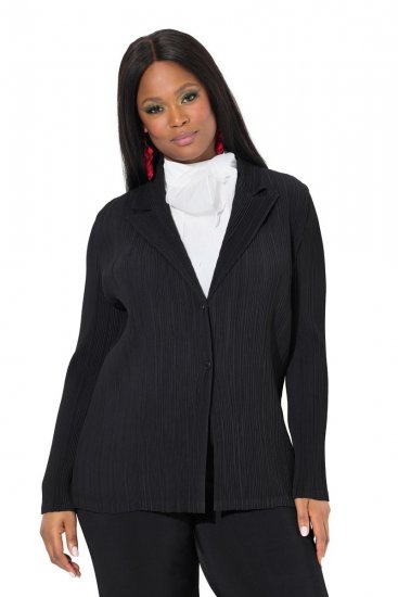 Ulla Popken 839843 Blazer plissé Noir - Blazers - Vestes blazer pour femme, grandes tailles