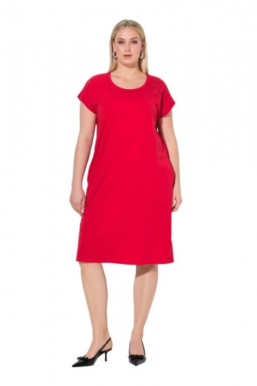 Ulla Popken 839896 Robe en jersey à strass Rose - Robes de soirée - Robes de soirée en grandes tailles