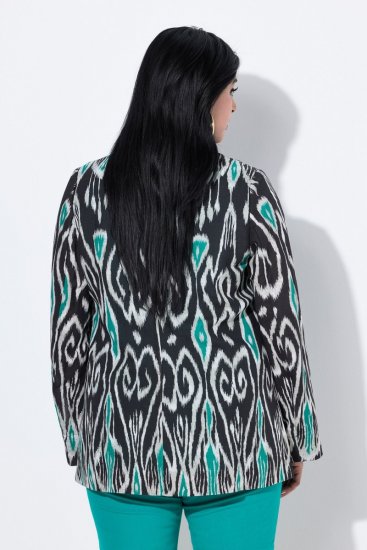 Ulla Popken 839961 Blazer à motifs en lin mélangé Noir - Blazers - Vestes blazer pour femme, grandes tailles