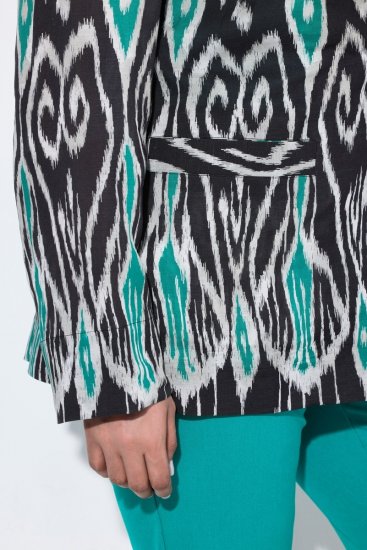 Ulla Popken 839961 Blazer à motifs en lin mélangé Noir - Blazers - Vestes blazer pour femme, grandes tailles