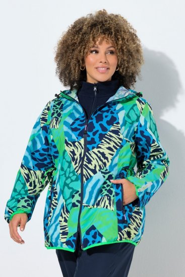 Ulla Popken 840024 Veste de pluie à imprimé animal Vert menthe - Vêtements de pluie - 