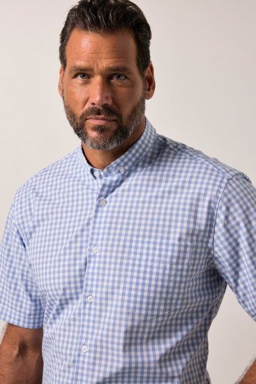 JP1880 Shirt Traditional Short Sleeve Checked Light Blue - Chemises - Chemises Grandes Tailles Hommes