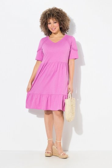 Ulla Popken 840115 Robe en jersey à manches courtes Rose - Robes en jersey - 