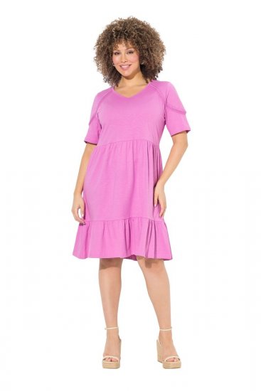 Ulla Popken 840115 Robe en jersey à manches courtes Rose - Robes en jersey - 