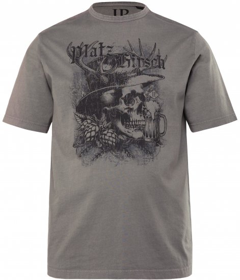JP1880 Beer King Design Vintage Looking T-Shirt Gray - T-shirts - T-shirts Homme Grande Taille