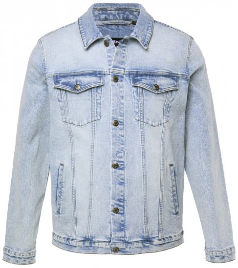 Men+ 394 Veste en jean à poches poitrine Bleu clair - Vestes - Vestes homme grandes tailles