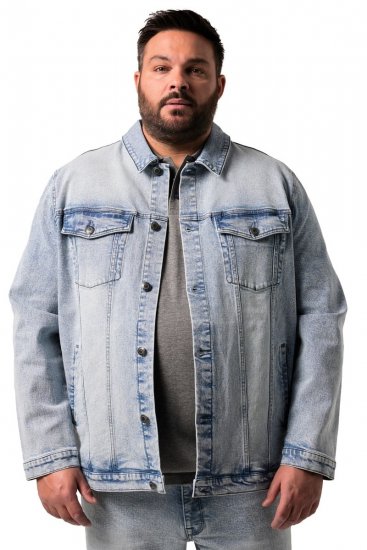 Men+ 394 Veste en jean à poches poitrine Bleu clair - Vestes - Vestes homme grandes tailles