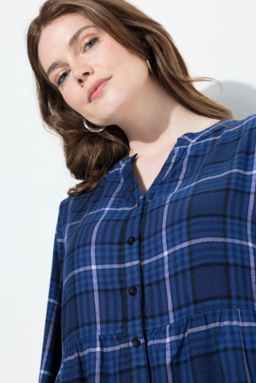 Ulla Popken 840929 Robe à carreaux Bleu marine - Robes midi - Robes mi-longues pour femmes rondes