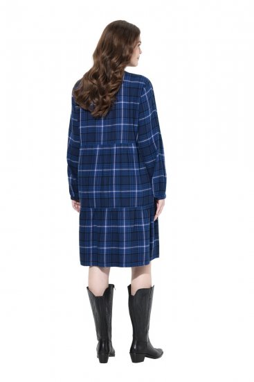 Ulla Popken 840929 Robe à carreaux Bleu marine - Robes midi - Robes mi-longues pour femmes rondes