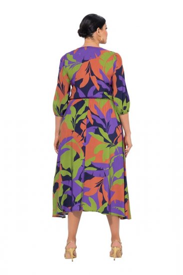 Ulla Popken 841034 Robe imprimée à manches 3/4 Bleu marine - Robes maxi - Robes longues pour femmes rondes