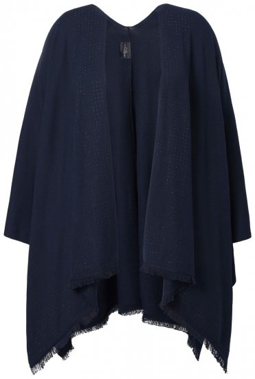 Ulla Popken 841117 Poncho oversize en maille à strass Bleu marine - Ponchos & capes - 