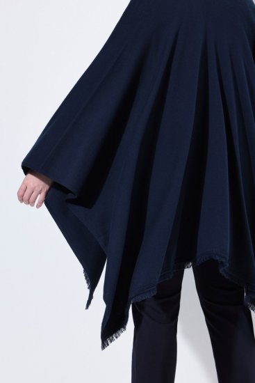 Ulla Popken 841117 Poncho oversize en maille à strass Bleu marine - Ponchos & capes - 