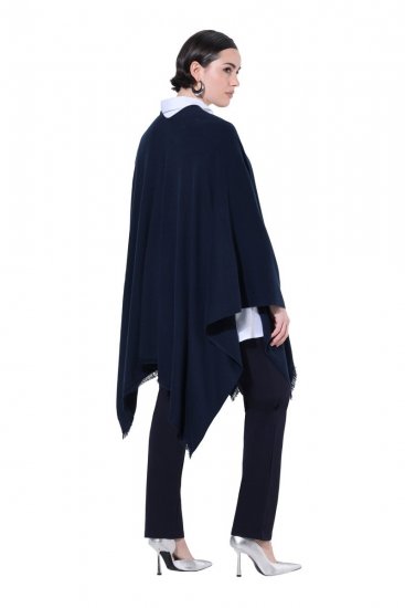 Ulla Popken 841117 Poncho oversize en maille à strass Bleu marine - Ponchos & capes - 