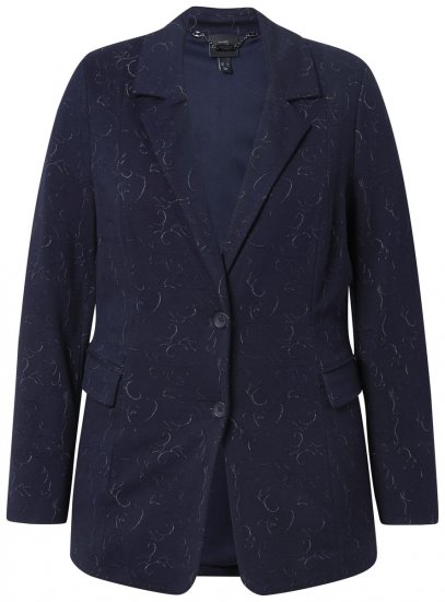Ulla Popken 841163 Blazer en jersey jacquard Bleu marine - Blazers - Vestes blazer pour femme, grandes tailles