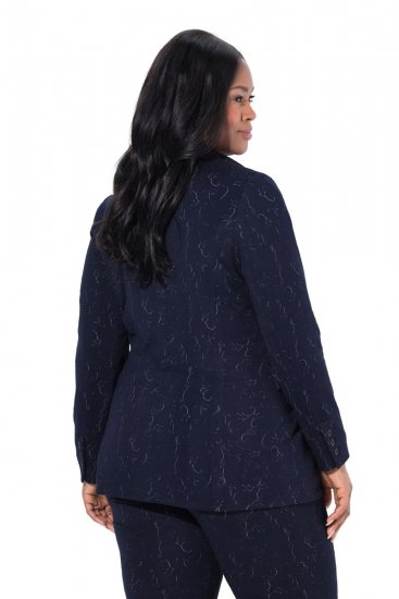 Ulla Popken 841163 Blazer en jersey jacquard Bleu marine - Blazers - Vestes blazer pour femme, grandes tailles