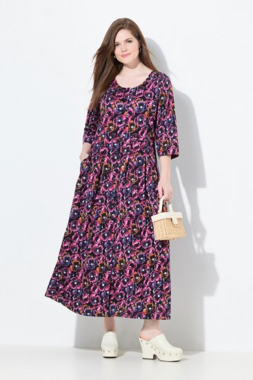 Ulla Popken 841219 Robe longue fleurie Violet foncé - Robes maxi - Robes longues pour femmes rondes
