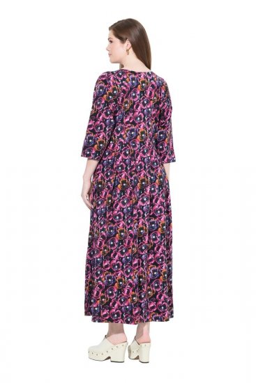 Ulla Popken 841219 Robe longue fleurie Violet foncé - Robes maxi - Robes longues pour femmes rondes