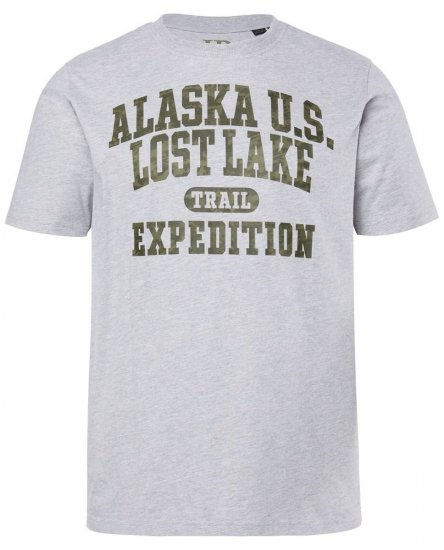 JP1880 T-shirt Short Sleeve Chest Print Grey Melange - T-shirts - T-shirts Homme Grande Taille