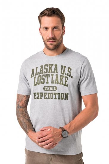 JP1880 T-shirt Short Sleeve Chest Print Grey Melange - T-shirts - T-shirts Homme Grande Taille