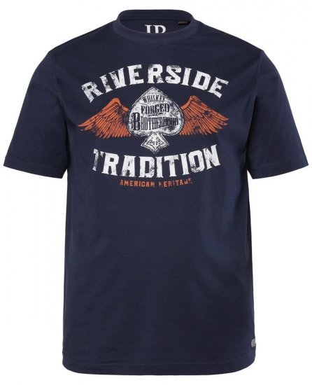 JP1880 T-Shirt Short Sleeve Chest Print Navy - T-shirts - T-shirts Homme Grande Taille