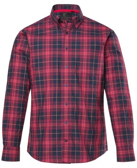 JP1880 Checked Shirt Long Sleeve Red - Chemises - Chemises Grandes Tailles Hommes