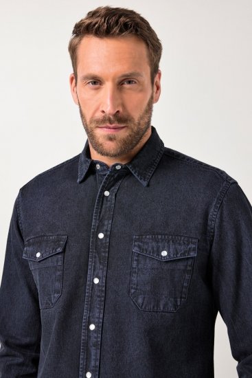 JP1880 Denim Shirt Flexnamic Long Sleeve Navy - Chemises - Chemises Grandes Tailles Hommes
