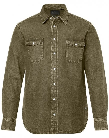 JP1880 Denim Shirt Long Sleeve Olive Green - Chemises - Chemises Grandes Tailles Hommes