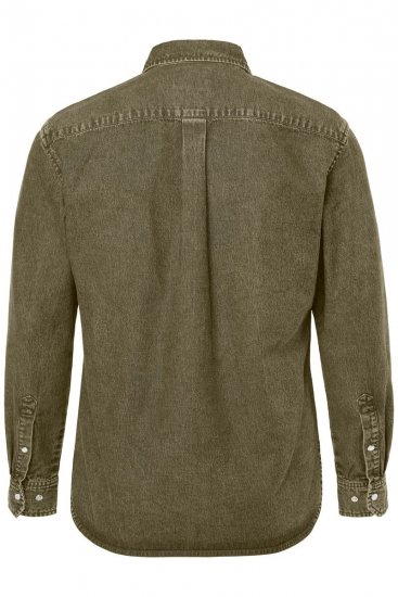JP1880 Denim Shirt Long Sleeve Olive Green - Chemises - Chemises Grandes Tailles Hommes